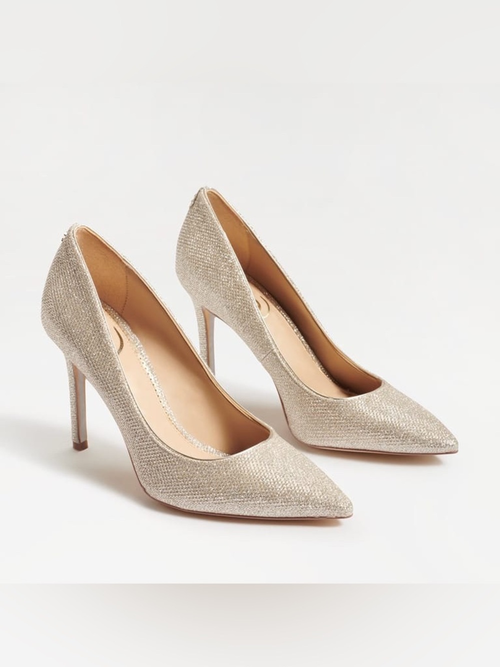 Sam Edelman Glitter Pointed-Toe Stiletto Pumps in Champagne